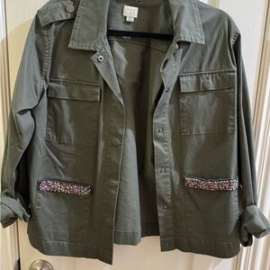 a new day Olive Utility Jacket with Embellishments